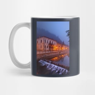 Foggy night falling in Florina Mug